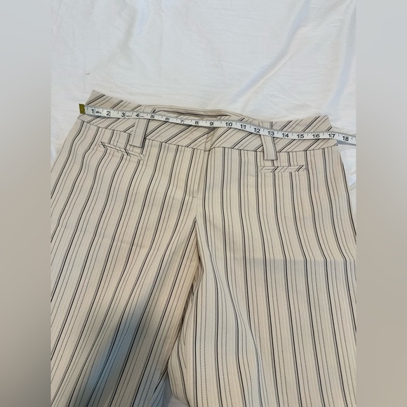 NWOT The Loft Marisa Sz: 8 Wide Leg Cream Vertical Striped Dress Pant w/tie Belt - Picture 3 of 13